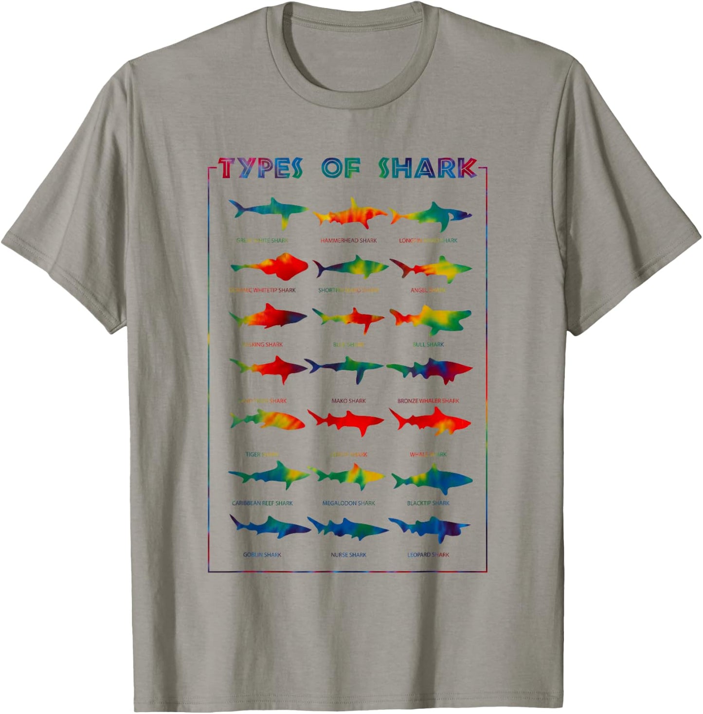21 Types of Shark | Tie Dye Marine Biology s Gift T-Shirt - T-Shirt | Sand