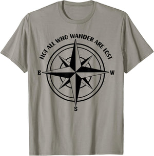 Not All Who Wander Are Lost Awesome Compass Summer Adventure T-Shirt - T-Shirt | Sand