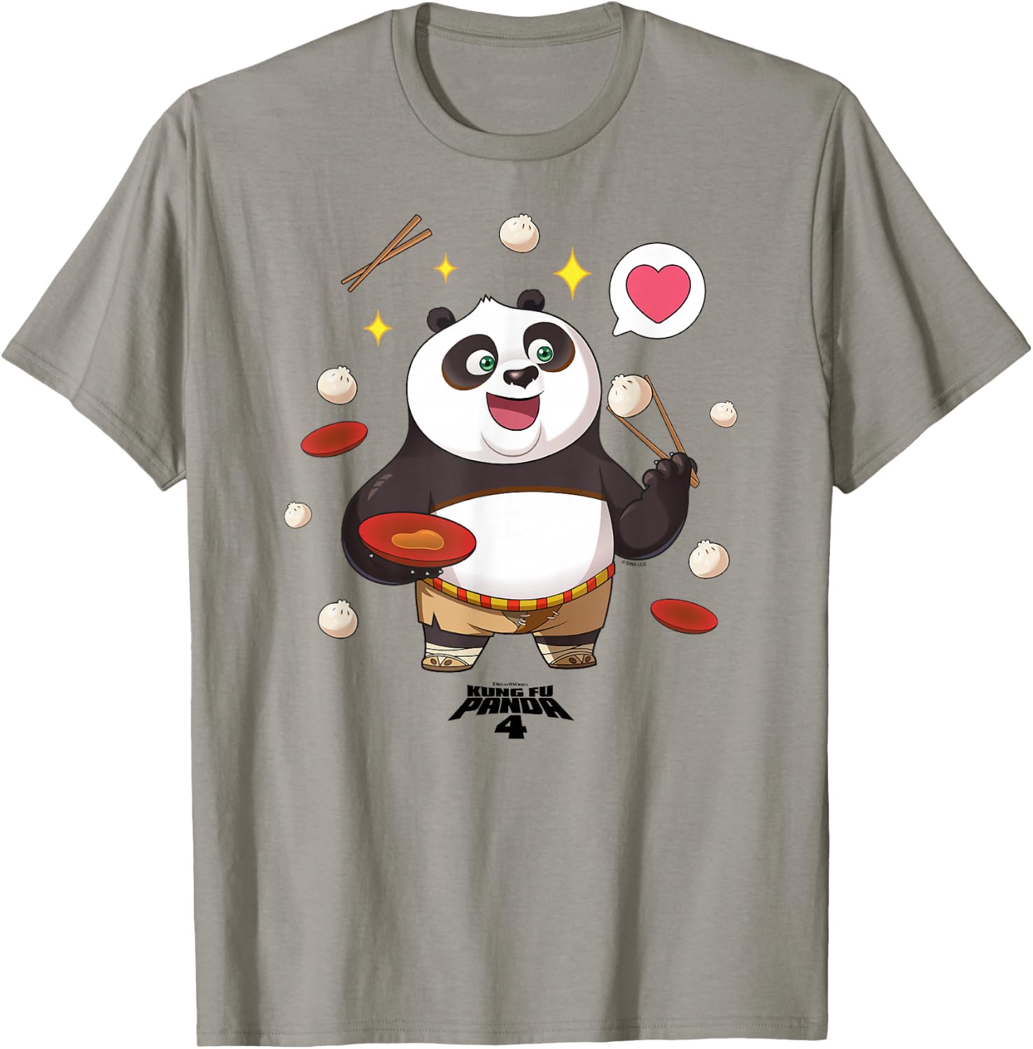 Kung Fu Panda 4 Cute Chibi Po Eating Dumplings T-Shirt - T-Shirt | Sand