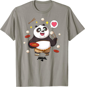Kung Fu Panda 4 Cute Chibi Po Eating Dumplings T-Shirt - T-Shirt | Sand