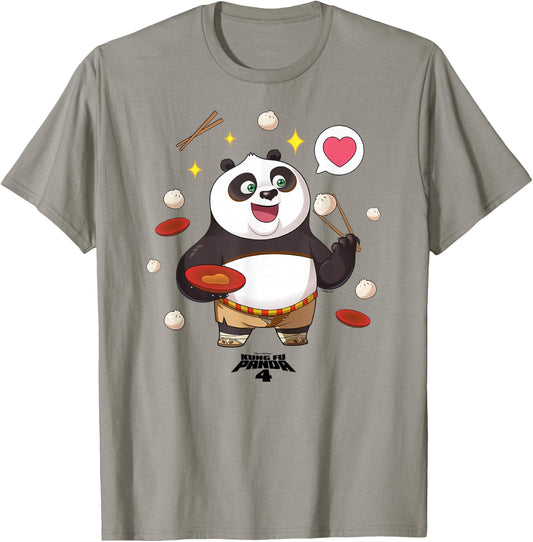 Kung Fu Panda 4 Cute Chibi Po Eating Dumplings T-Shirt - T-Shirt | Sand