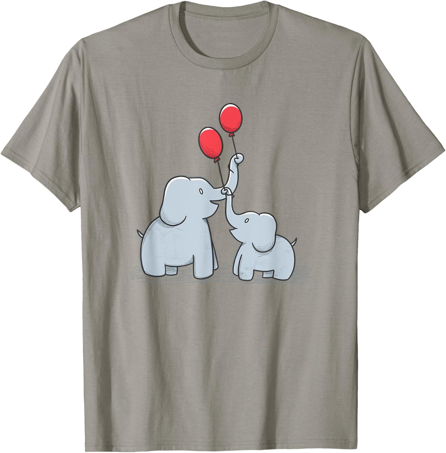 Elephant Happy Family Doodle Balloons Wildlife Cute T-Shirt - T-Shirt | Sand