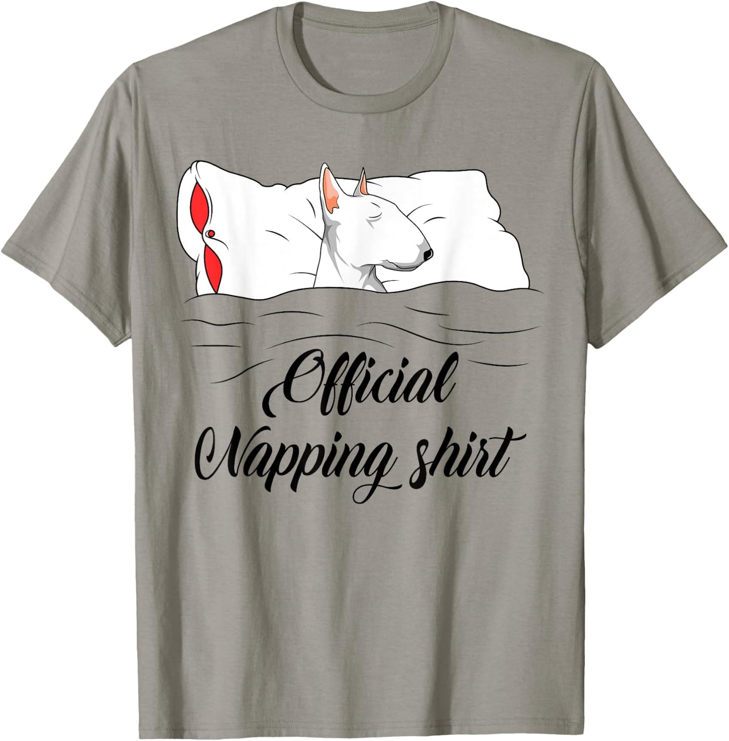 Sleeping Bull Terrier Pyjamas Dog Lover Official Napping T-Shirt - T-Shirt | Sand