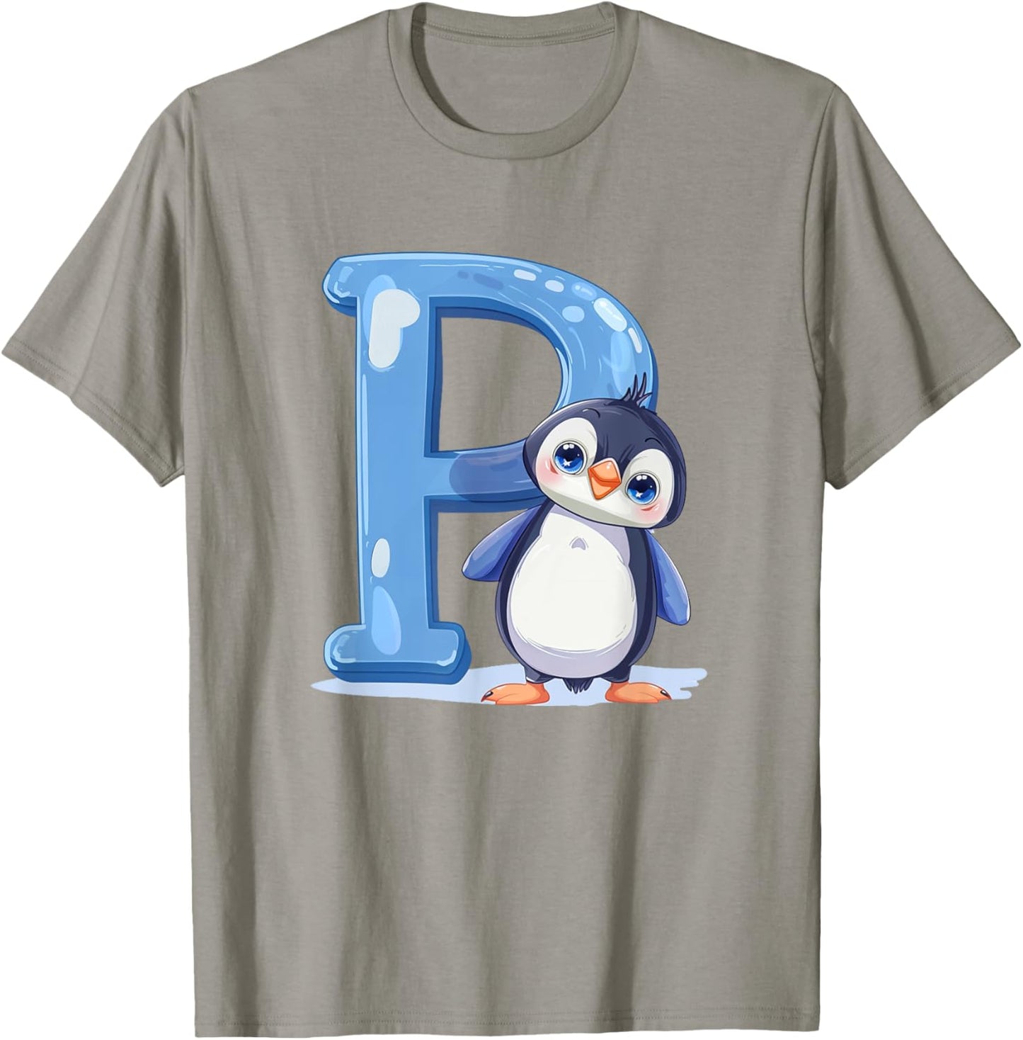 Penguin Lover Gift with Letter P Design; Animal Alphabet T-Shirt - T-Shirt | Sand