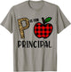 P is for Principal Leopard Buffalo Plaid T-Shirt - T-Shirt | Sand