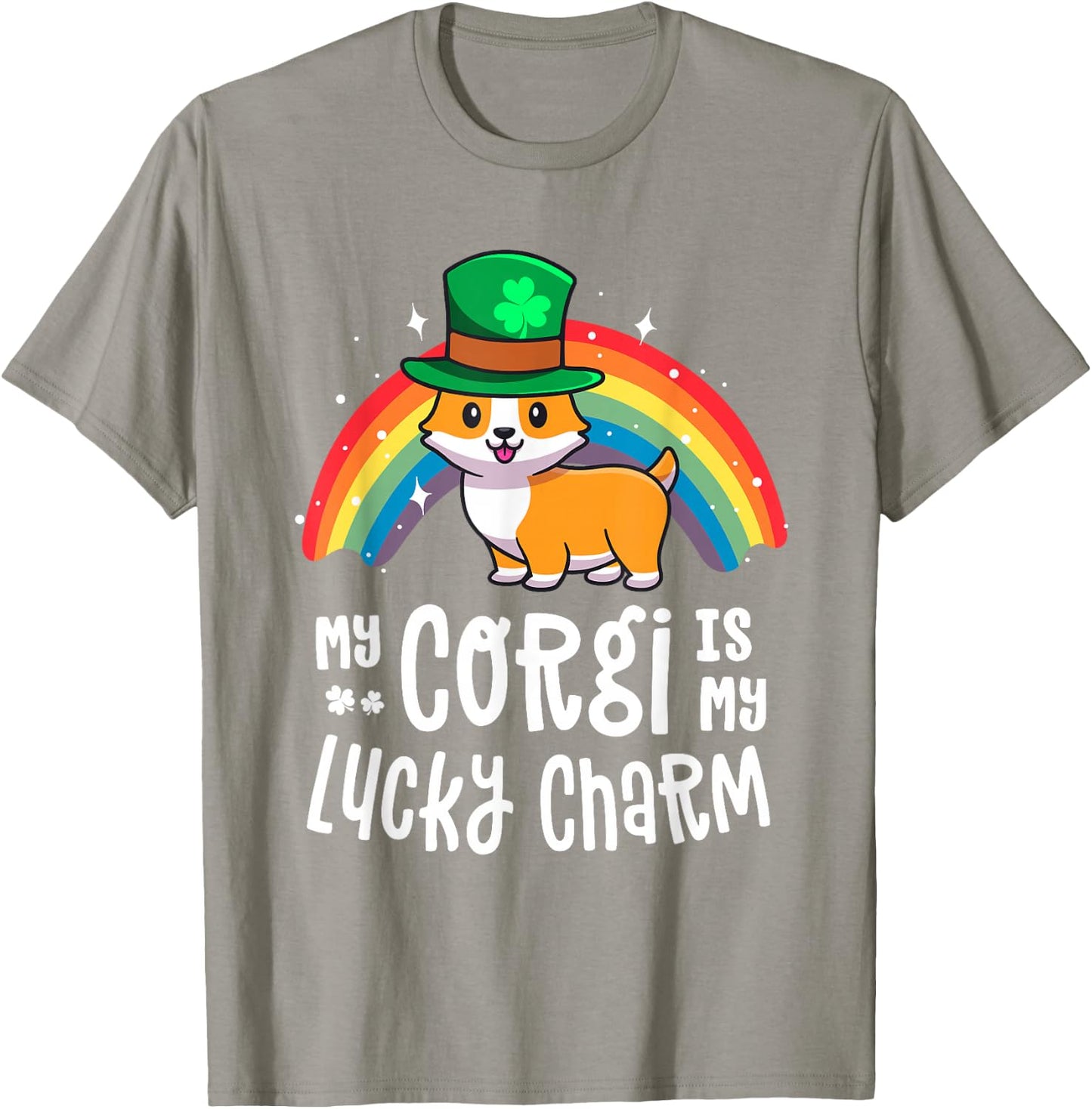 Corgi Lucky Charm Dog St Patricks Day Shirt Gift T-Shirt - T-Shirt | Sand
