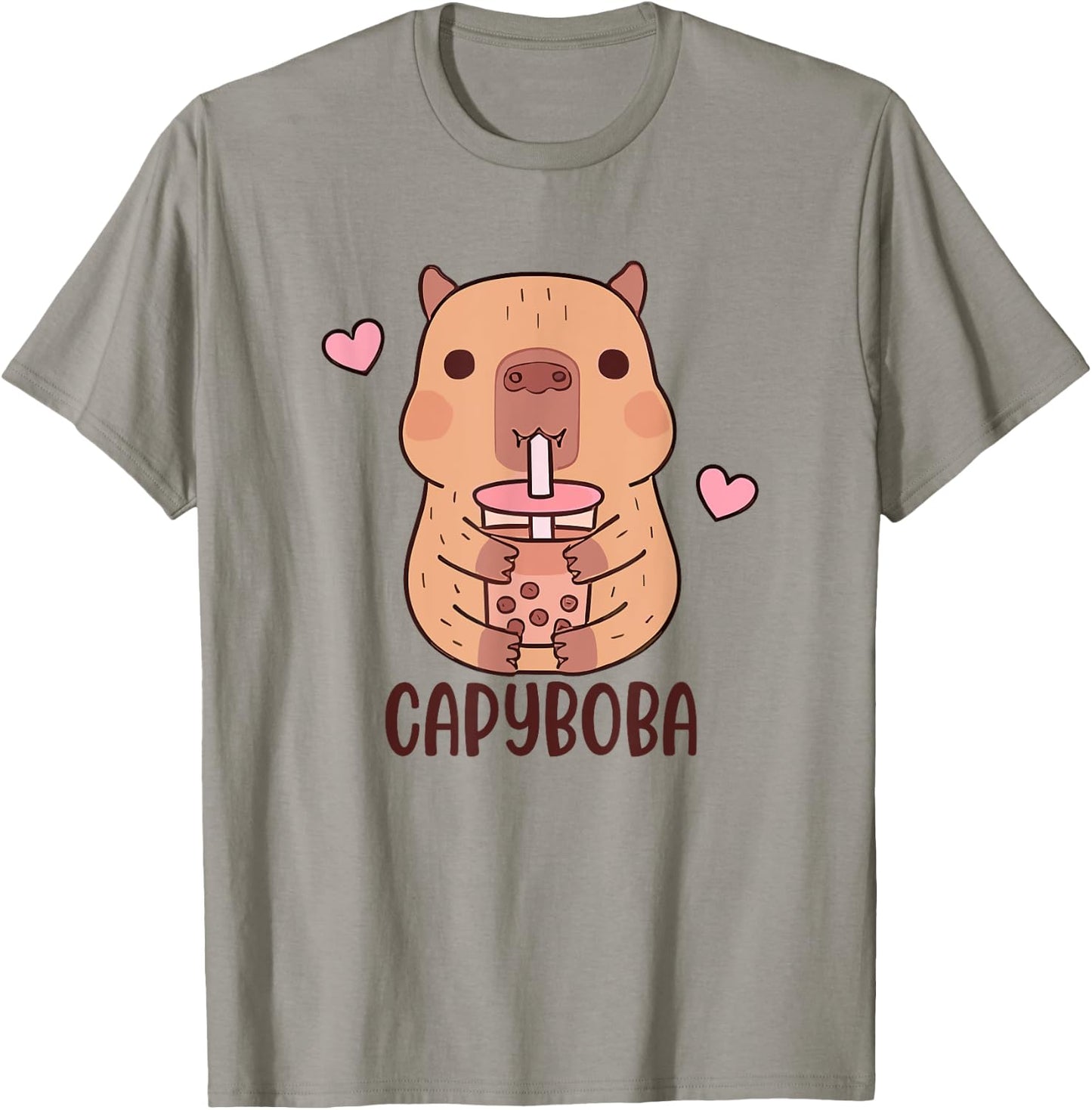 Funny Capybara, Capyboba Boba Milk Tea, Lovely Animal T-Shirt - T-Shirt | Sand