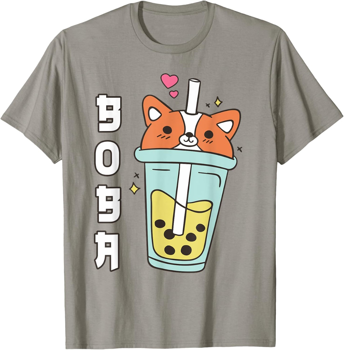 Cute Corgi Boba Tea Kid Girl Dog Mom Lover Gift Kawaii Anime T-Shirt - T-Shirt | Sand