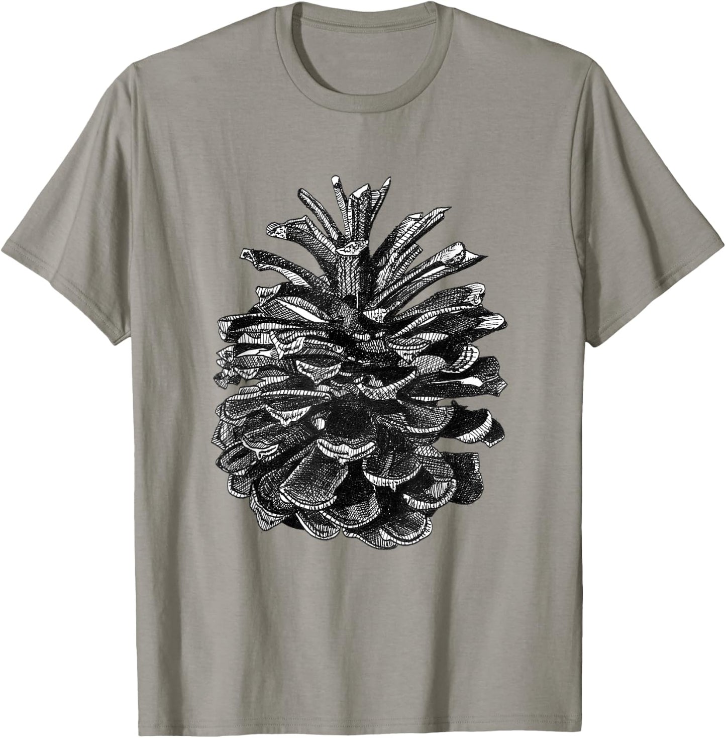 Conifer Pine Cone Woodland Walk Drawing T-Shirt - T-Shirt | Sand