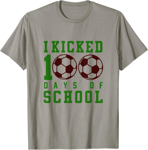 Happy 100 Days of School 100th Day Boys Girls Kids Soccer T-Shirt - T-Shirt | Sand