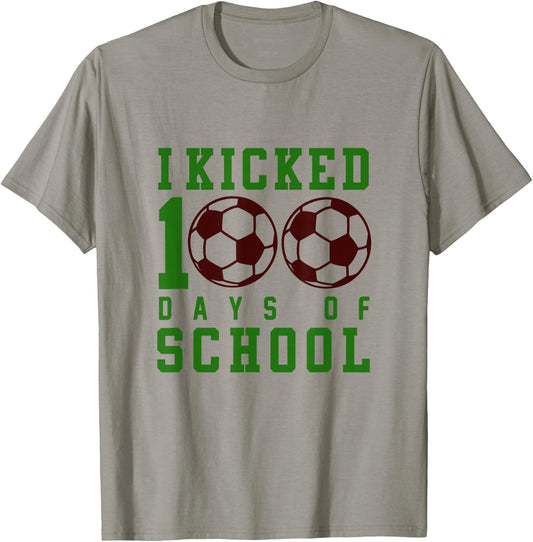Happy 100 Days of School 100th Day Boys Girls Kids Soccer T-Shirt - T-Shirt | Sand