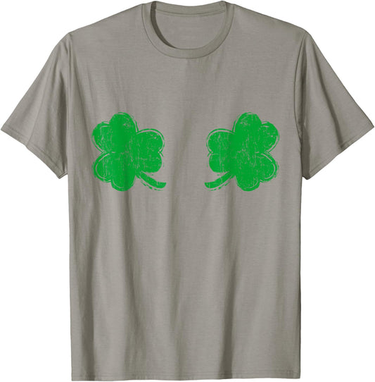 Shamrock Boobs Irish Boobies St Patricks Day Shirt T-Shirt - T-Shirt | Sand