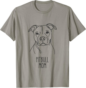 Line Art Best Dog Mom Women - Pitbull T-Shirt - T-Shirt | Sand