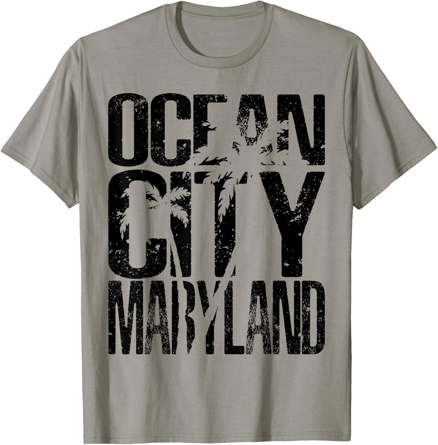 OCMD Ocean City Maryland retro vintage palm tree T-Shirt - T-Shirt | Sand