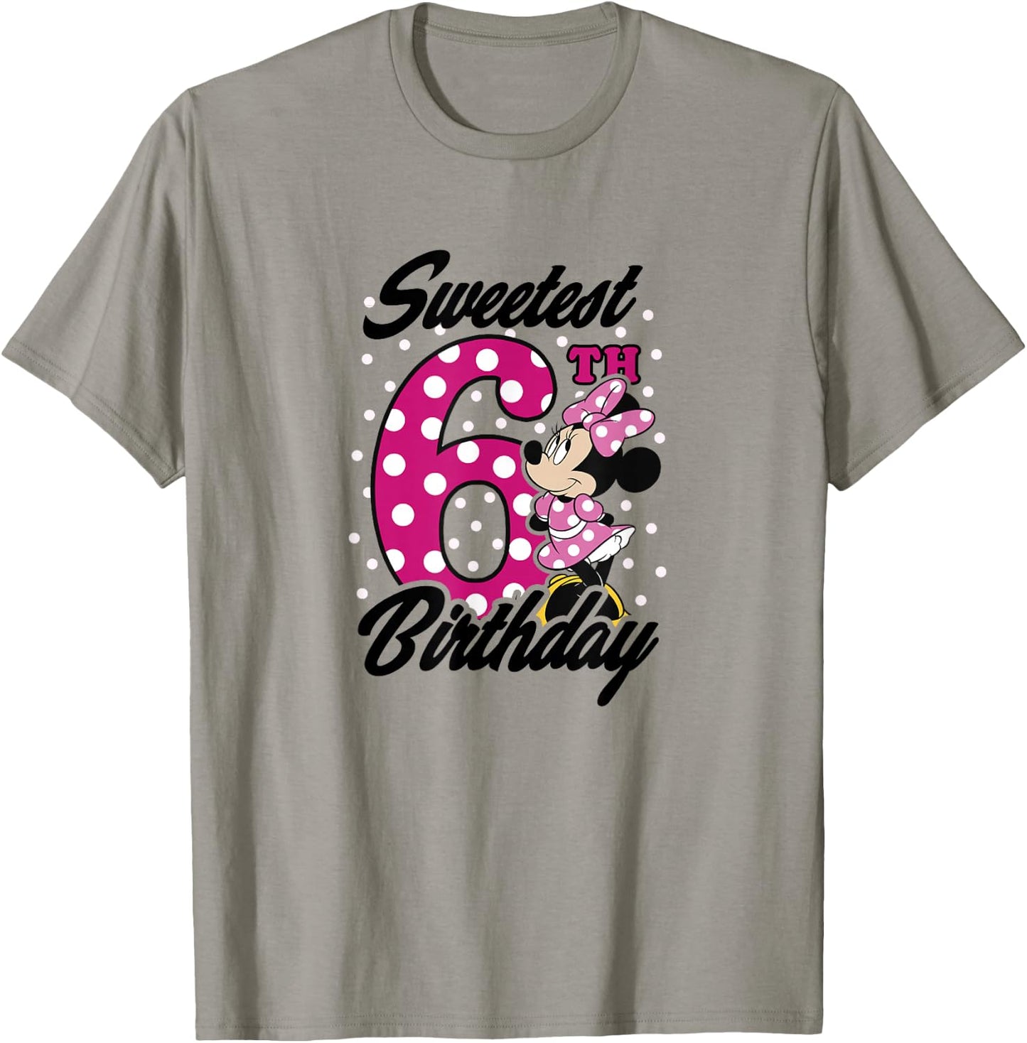 Disney Minnie Mouse Pink Polka Dot Sweetest 6th Birthday Small T-Shirt - T-Shirt | Sand