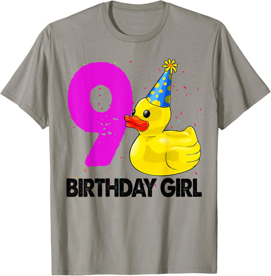 Funny Birthday Girl 9 Duck Shirt Women Duck Lovers T-Shirt - T-Shirt | Sand
