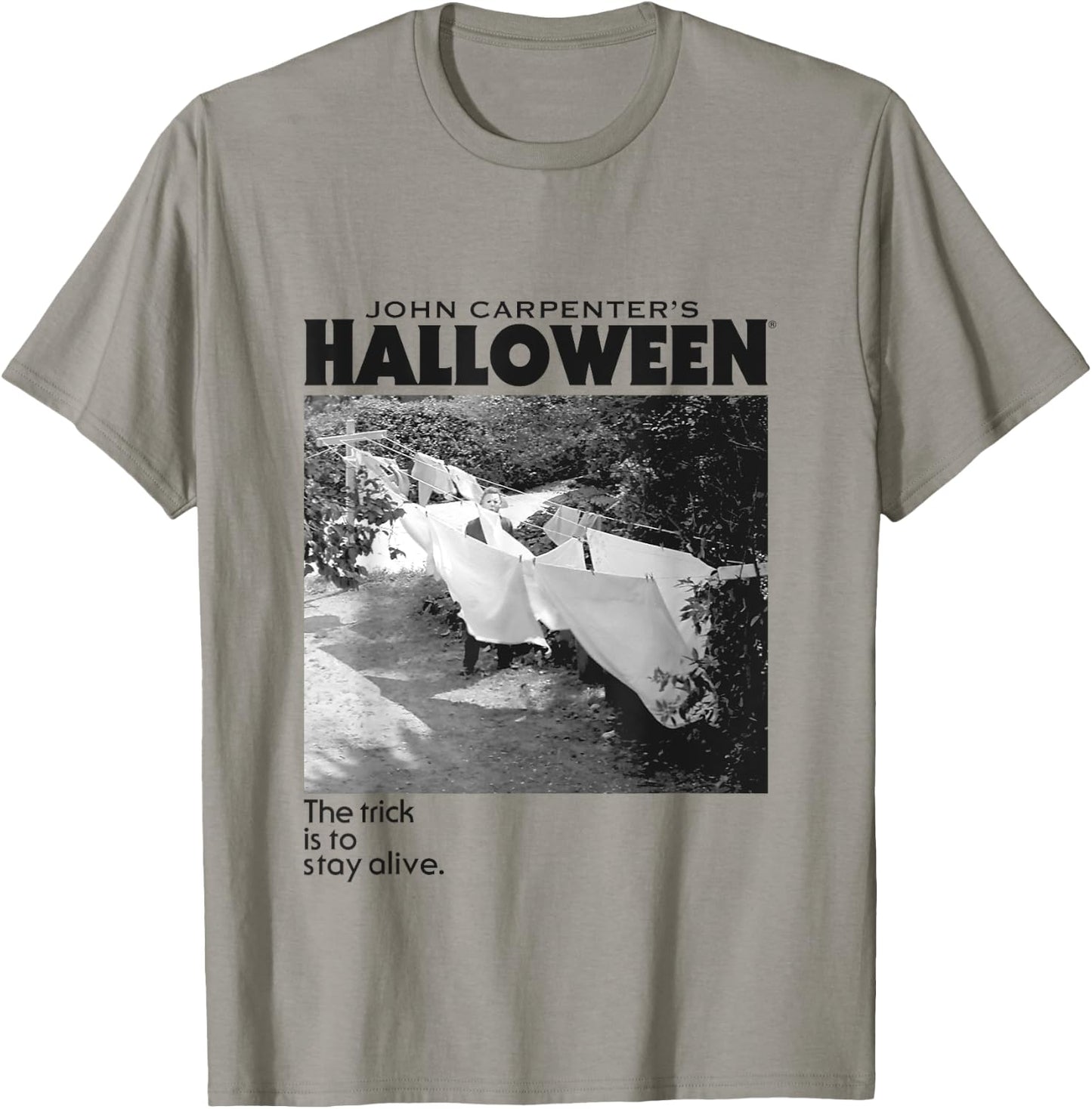 Halloween Michael Myers Standing by Clothes Line T-Shirt - T-Shirt | Sand