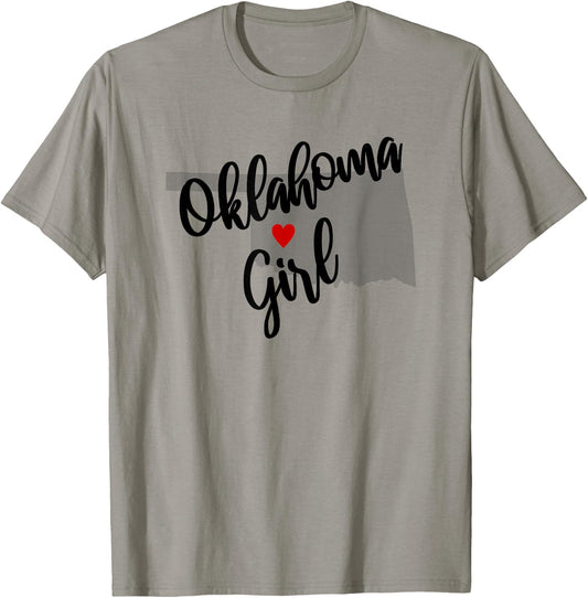 Oklahoma Girl Home State Cute Heart T-Shirt - T-Shirt | Sand