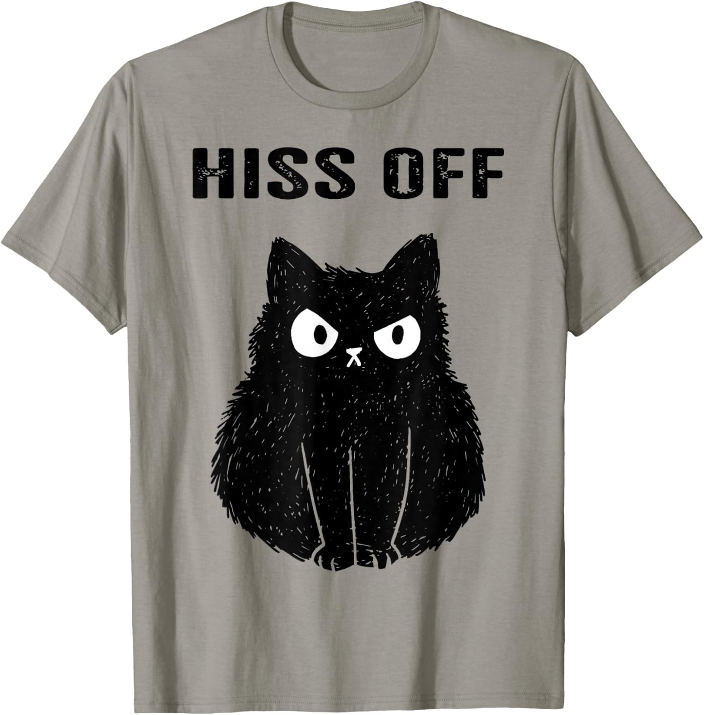 Black Cat Hiss Off T-Shirt - T-Shirt | Sand