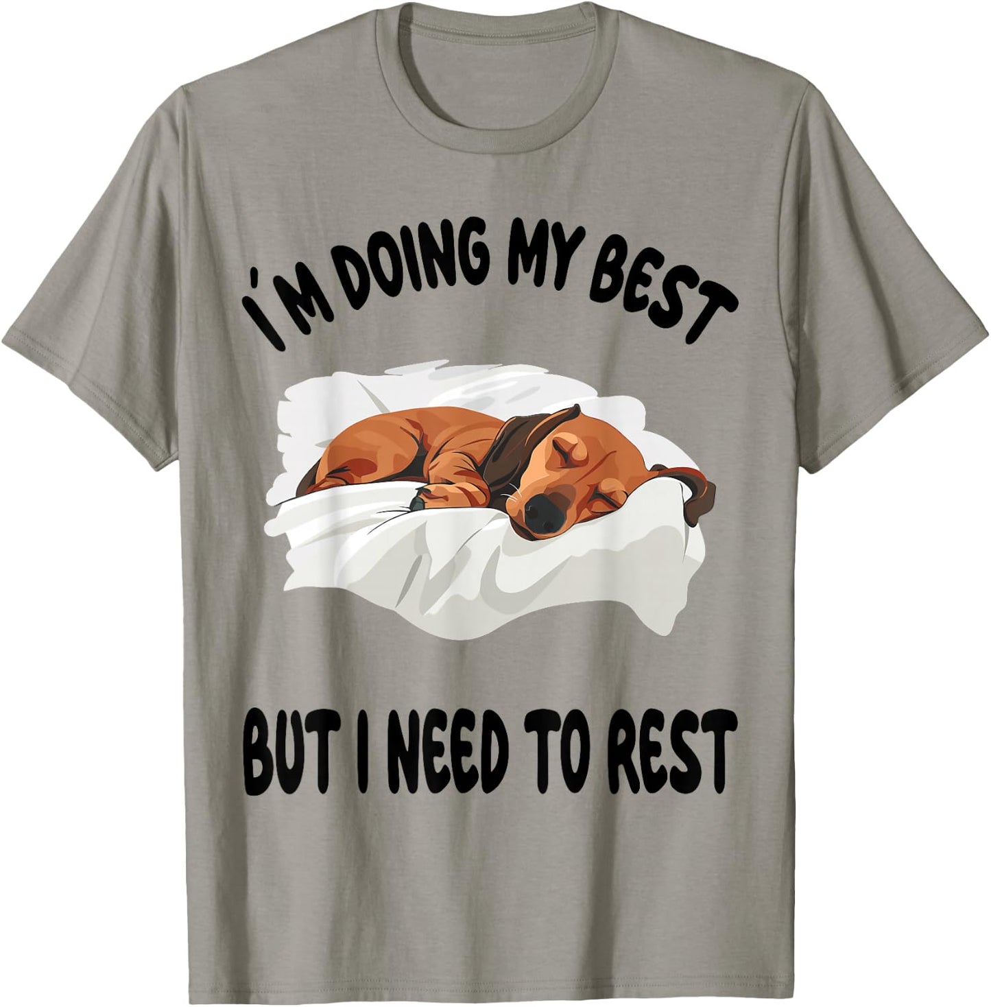 Dachshund Doxie Dog Pajamas Nightgown Sleeping Napping T-Shirt - T-Shirt | Sand