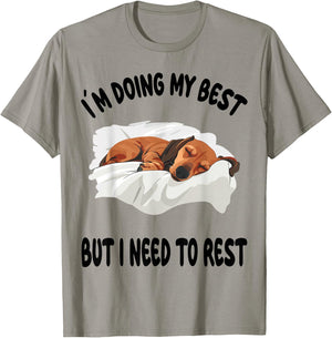 Dachshund Doxie Dog Pajamas Nightgown Sleeping Napping T-Shirt - T-Shirt | Sand