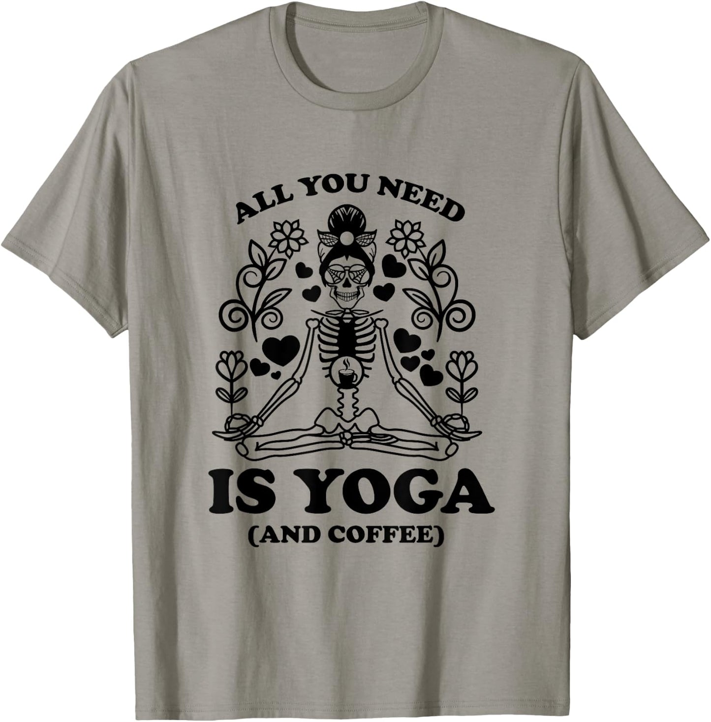 Yoga Coffee Skeleton Namaste Design / Boho Yogi Teacher Men Women T-Shirt - T-Shirt | Sand