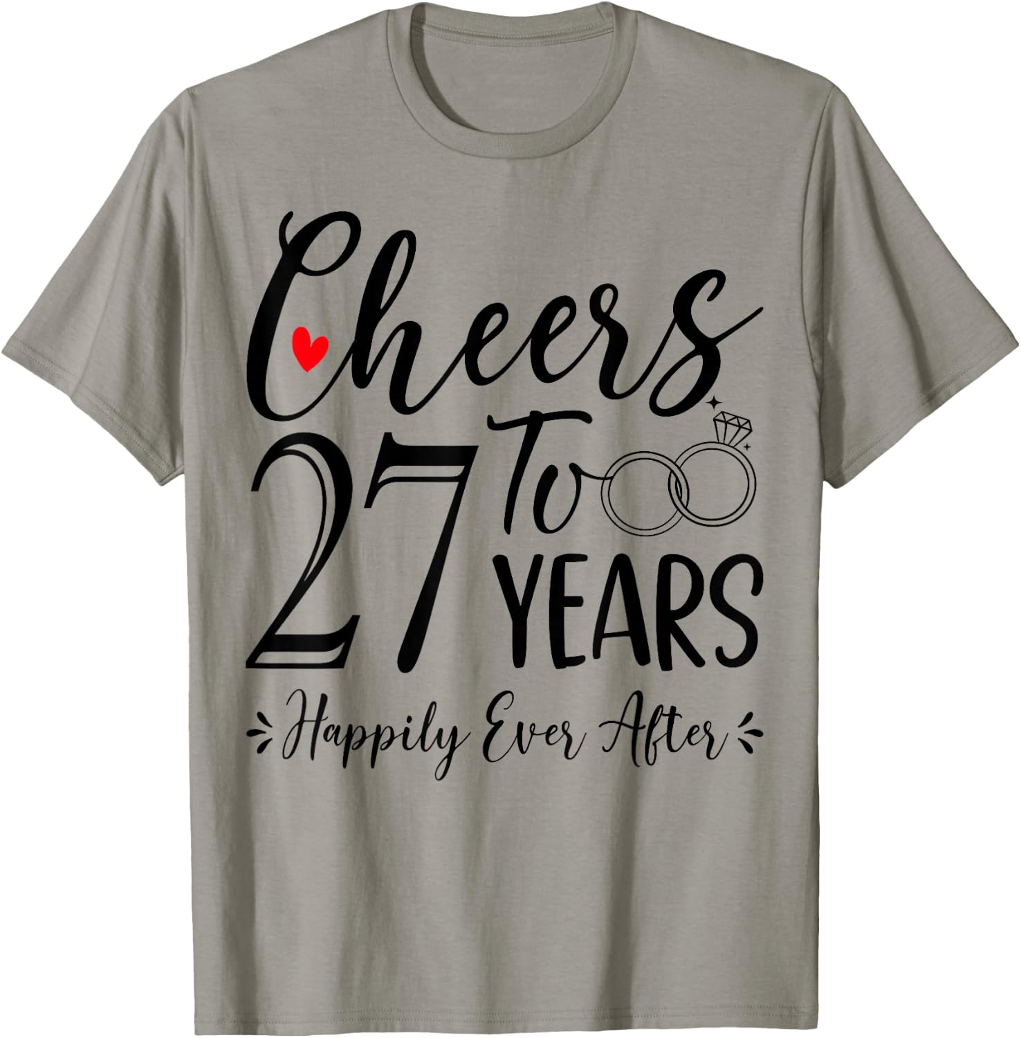 Cheers To 27 Years - 27th Wedding Anniversary Husband Wife T-Shirt - T-Shirt | Sand