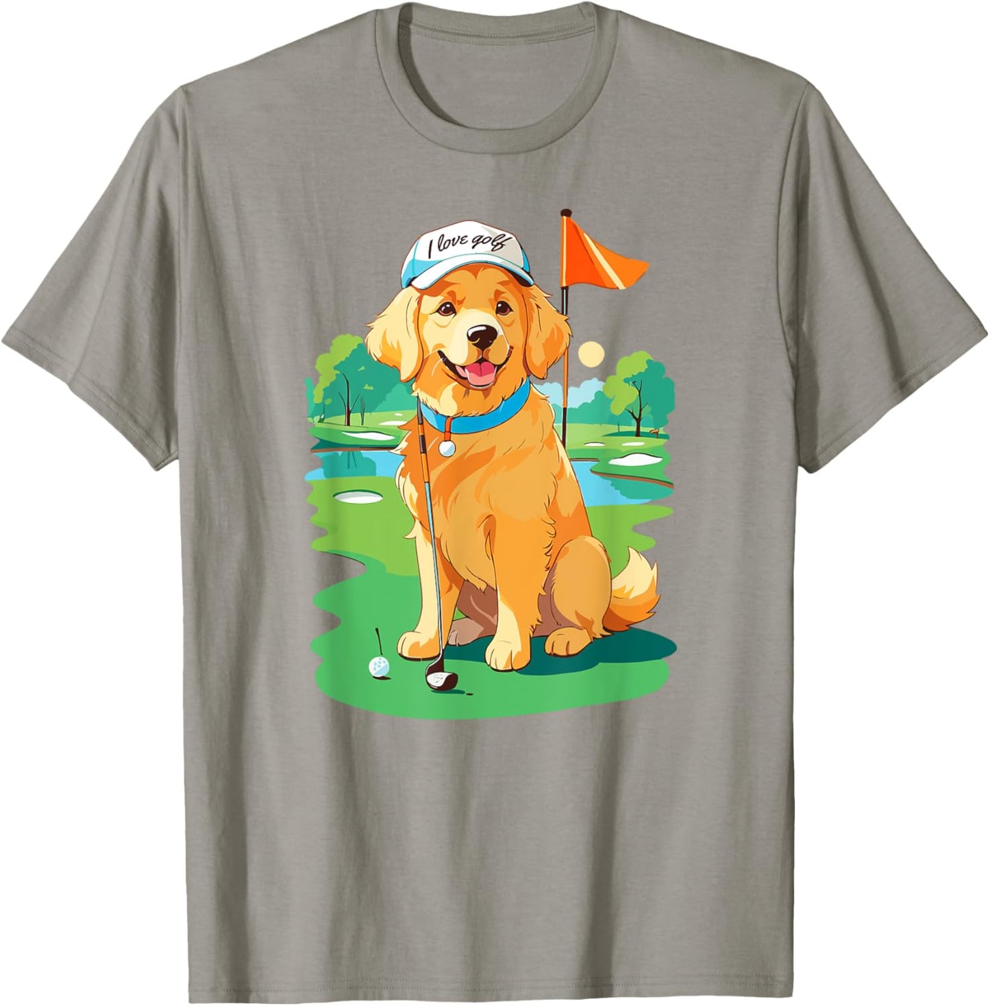 Golf Player Lover Golden Retriever T-Shirt - T-Shirt | Sand