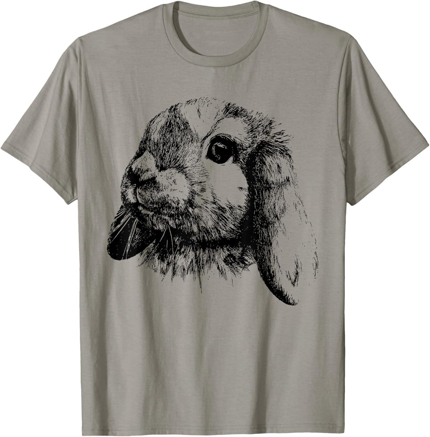 Rabbit Bunny Realistic Drawing , Graphic Lop Eared Bunny T-Shirt - T-Shirt | Sand