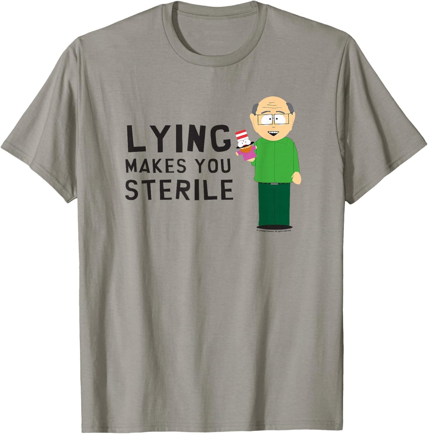 South Park Mr. Garrison Lying Makes You Sterile T-Shirt - T-Shirt | Sand