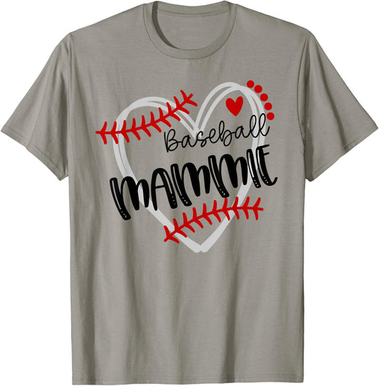 Personalized Baseball Heart Cute Mammie Women Baseball T-Shirt - T-Shirt | Sand