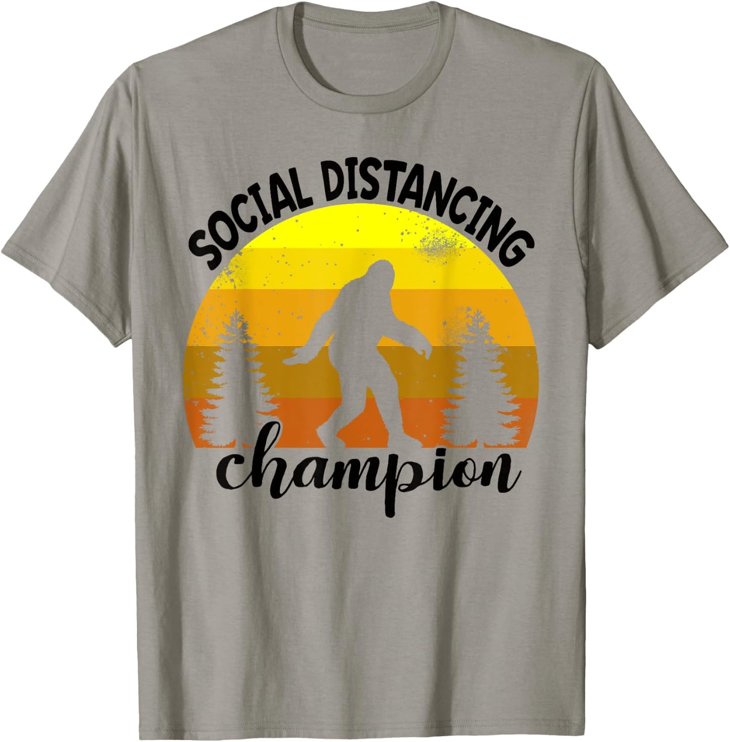 BigFoot Sasquatch Social Distance Shirt Vintage Camping Gift T-Shirt - T-Shirt | Sand