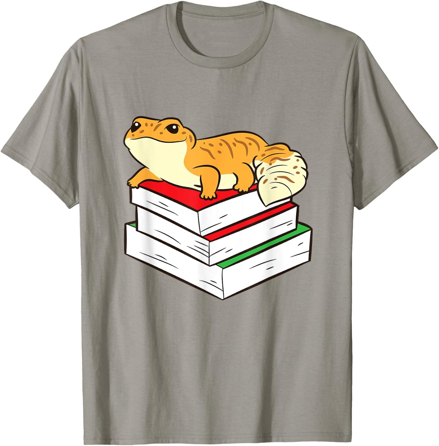 Leopard Gecko Sleeping On Books Reading And Geckos T-Shirt - T-Shirt | Sand