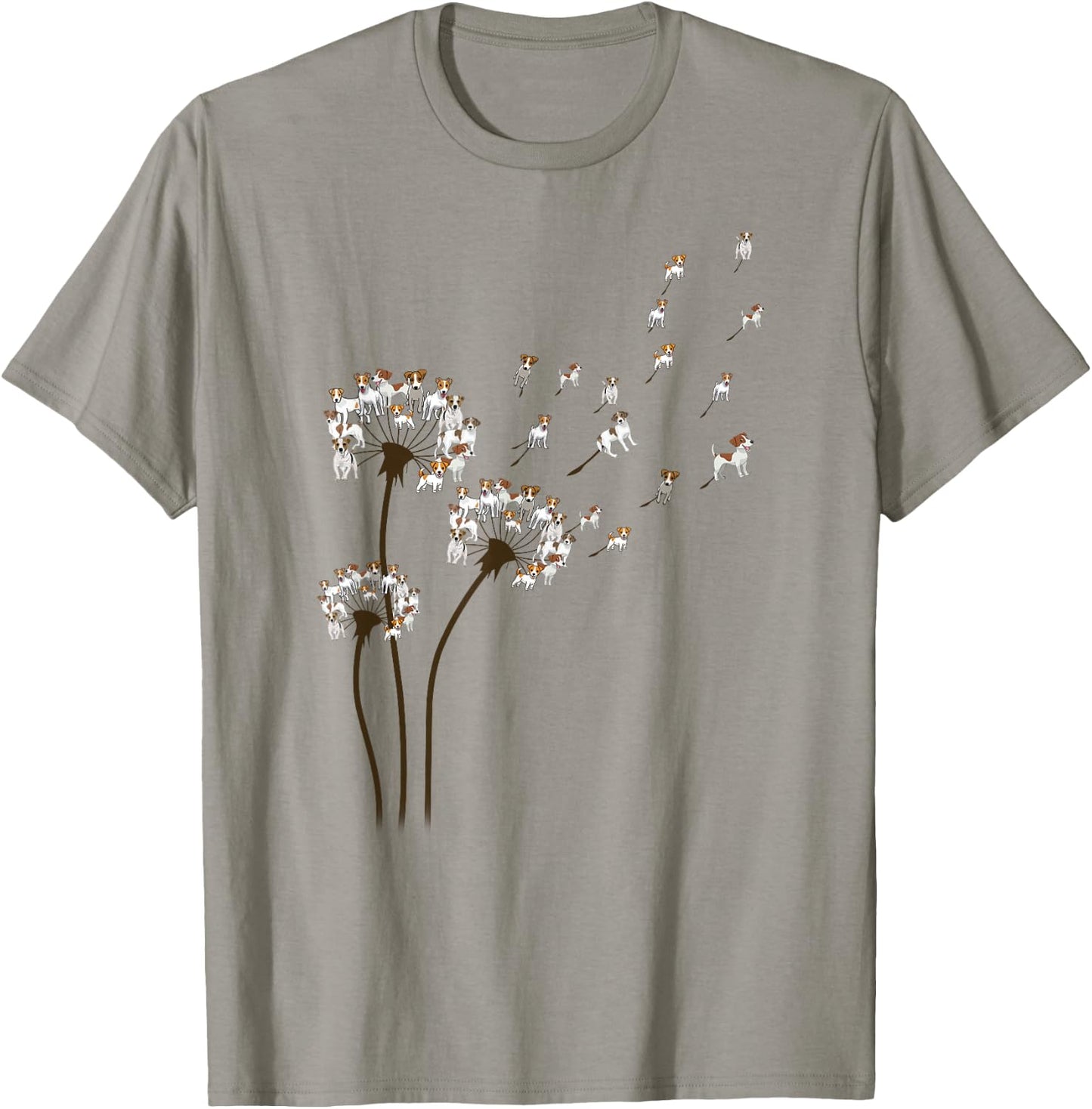 Jack Russell Terrier Dandelion Flower Funny Dog Lovers T-Shirt - T-Shirt | Sand