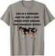 Life Is a Tornado Funny Cow Humorous Graphic T-Shirt - T-Shirt | Sand