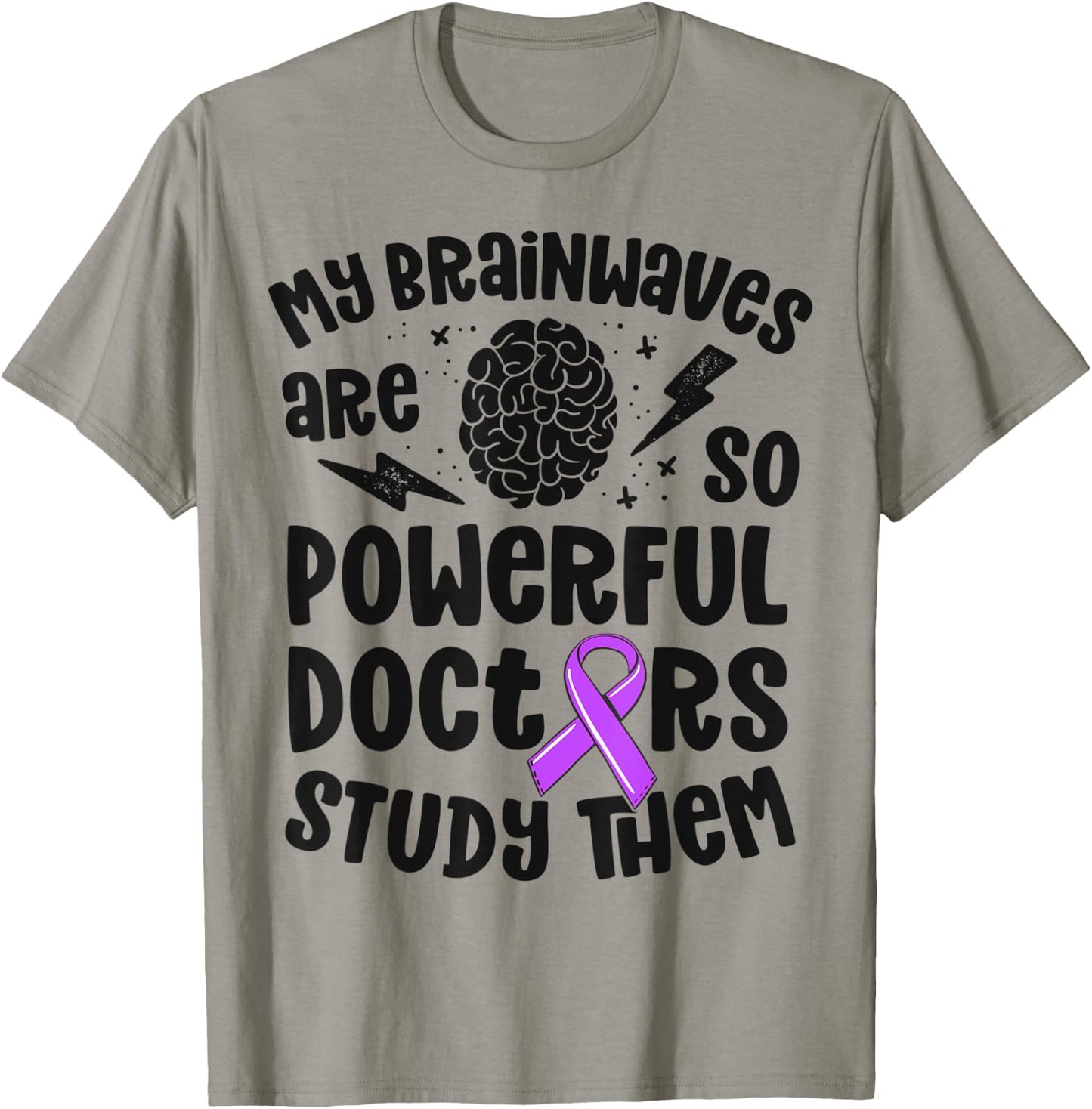 Kids Epilepsy Awareness Shirt Powerful Brainwaves Purple T-Shirt - T-Shirt | Sand