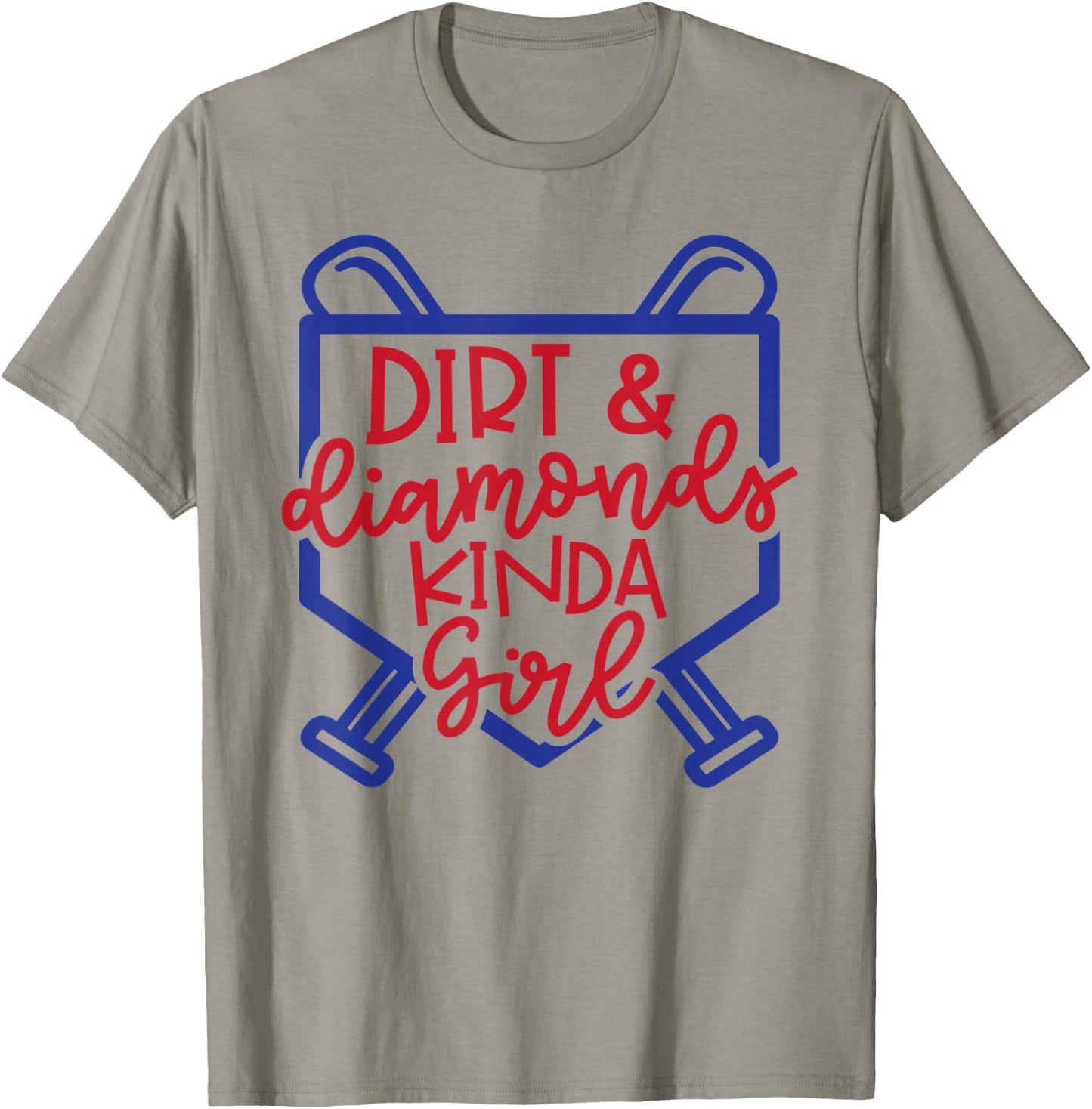 Dirt and Diamonds Kinda Girl Softball Baseball Cute Funny T-Shirt - T-Shirt | Sand