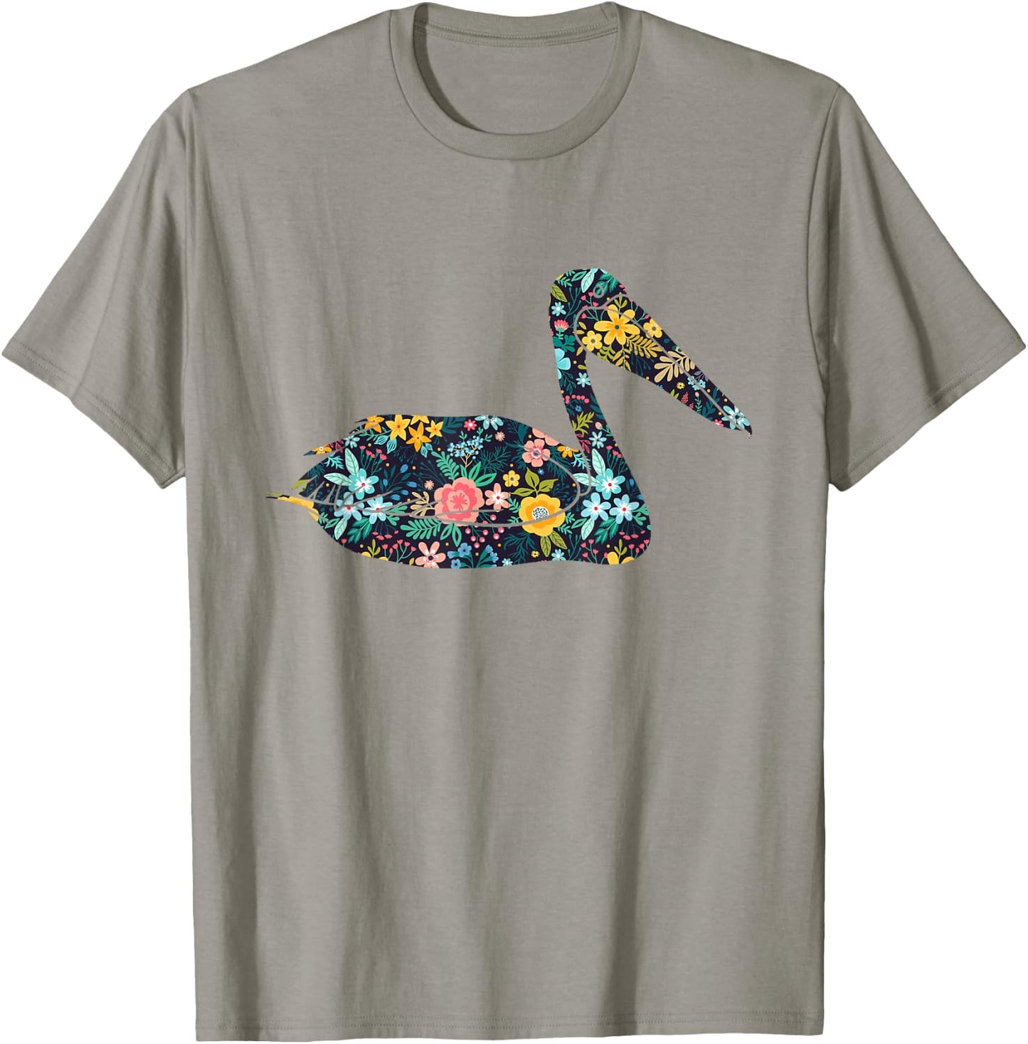 Floral Pelican Silhouette Girls Graphic T-Shirt - T-Shirt | Sand