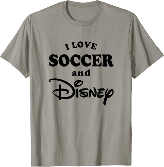Disney I Love Soccer And Disney Bold Text Big Chest Logo T-Shirt - T-Shirt | Sand