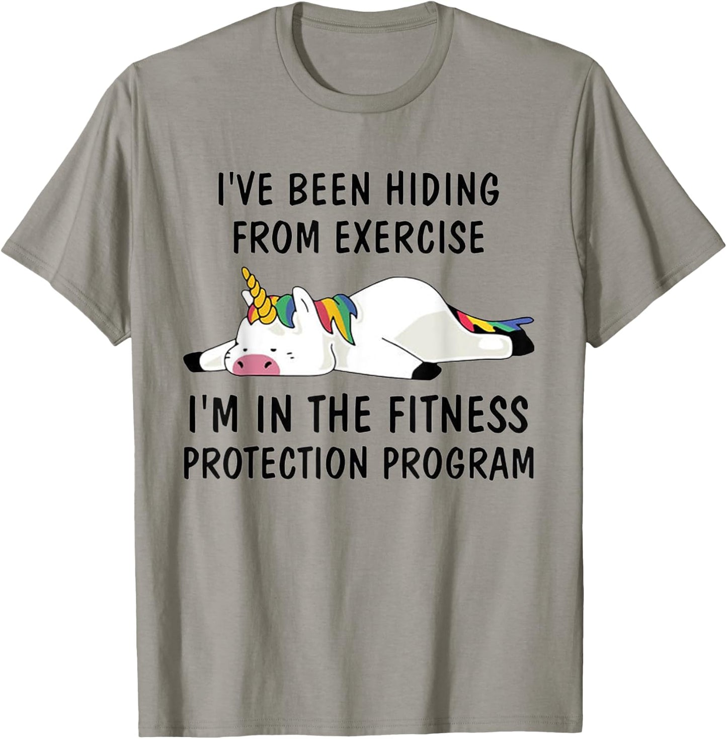 Funny Unicorn I've Been Hiding From Exercise T-Shirt - T-Shirt | Sand