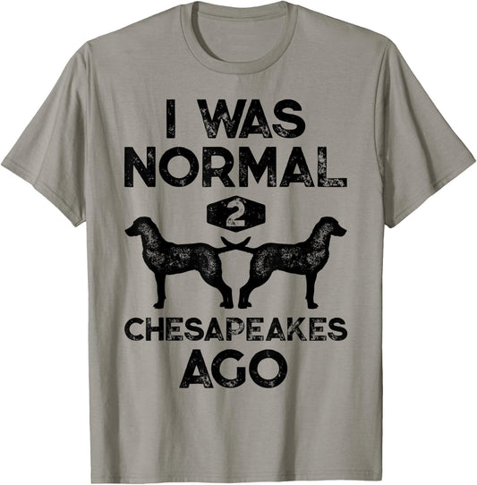 I Was Normal 2 Chesapeakes Ago Chesapeake Bay Retriever Dog T-Shirt - T-Shirt | Sand
