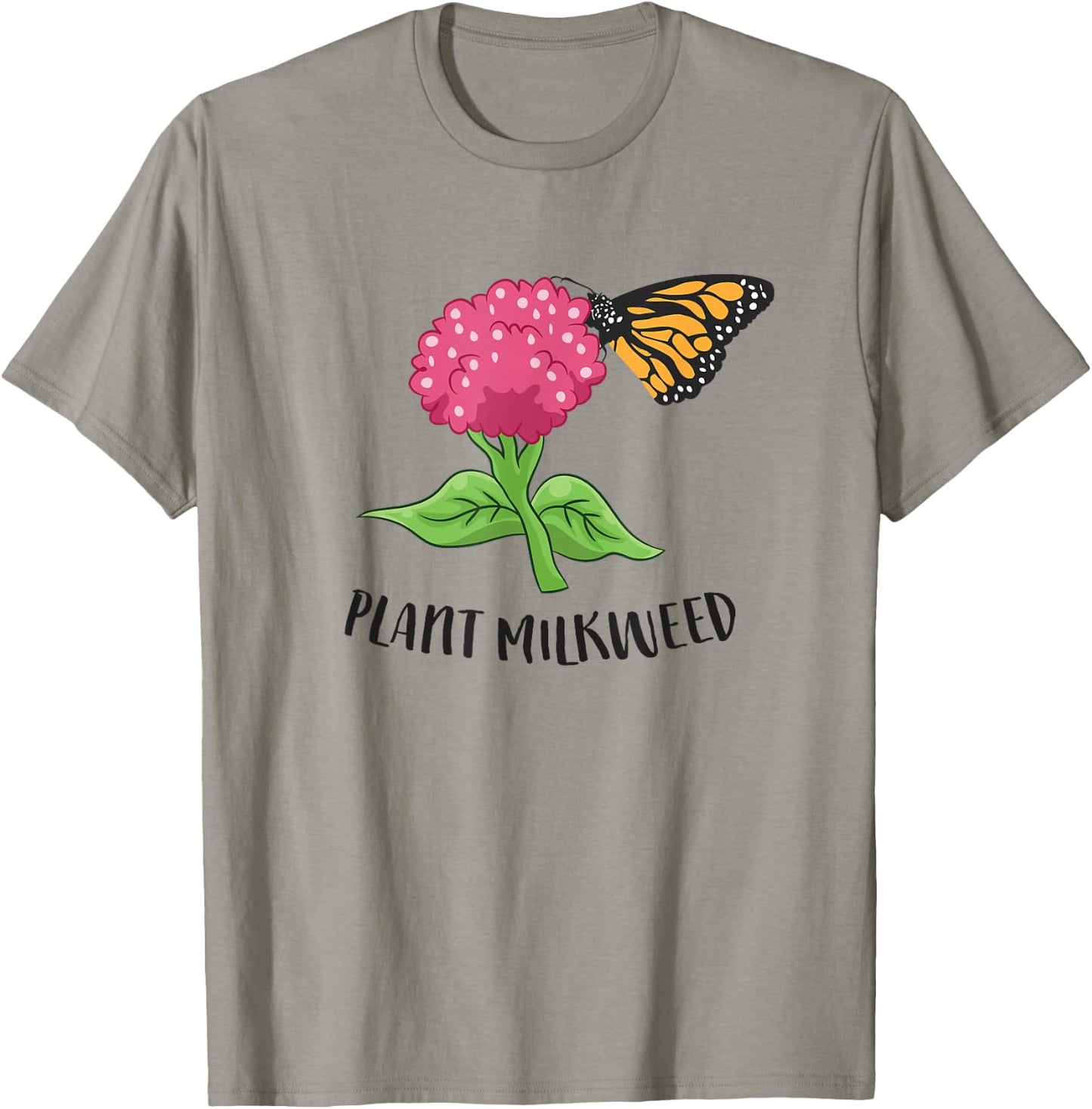 Monarch Butterfly Plant Milkweed Cute Monarch Butterfly T-Shirt - T-Shirt | Sand