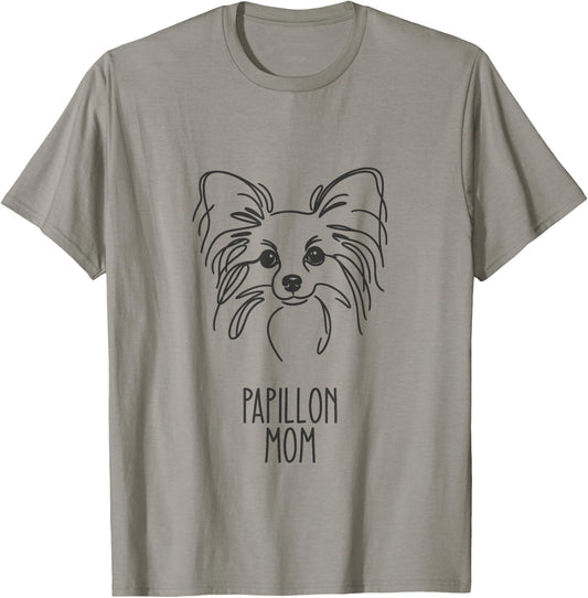 Line Art Best Dog Mom Women - Papillon T-Shirt - T-Shirt | Sand