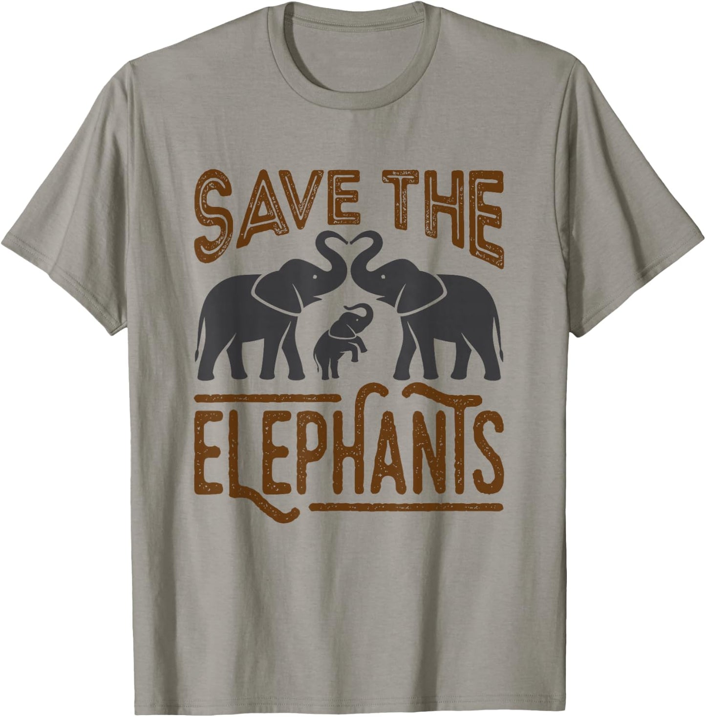 Save The Elephants Protect Wildlife Endangered Awareness T-Shirt - T-Shirt | Sand