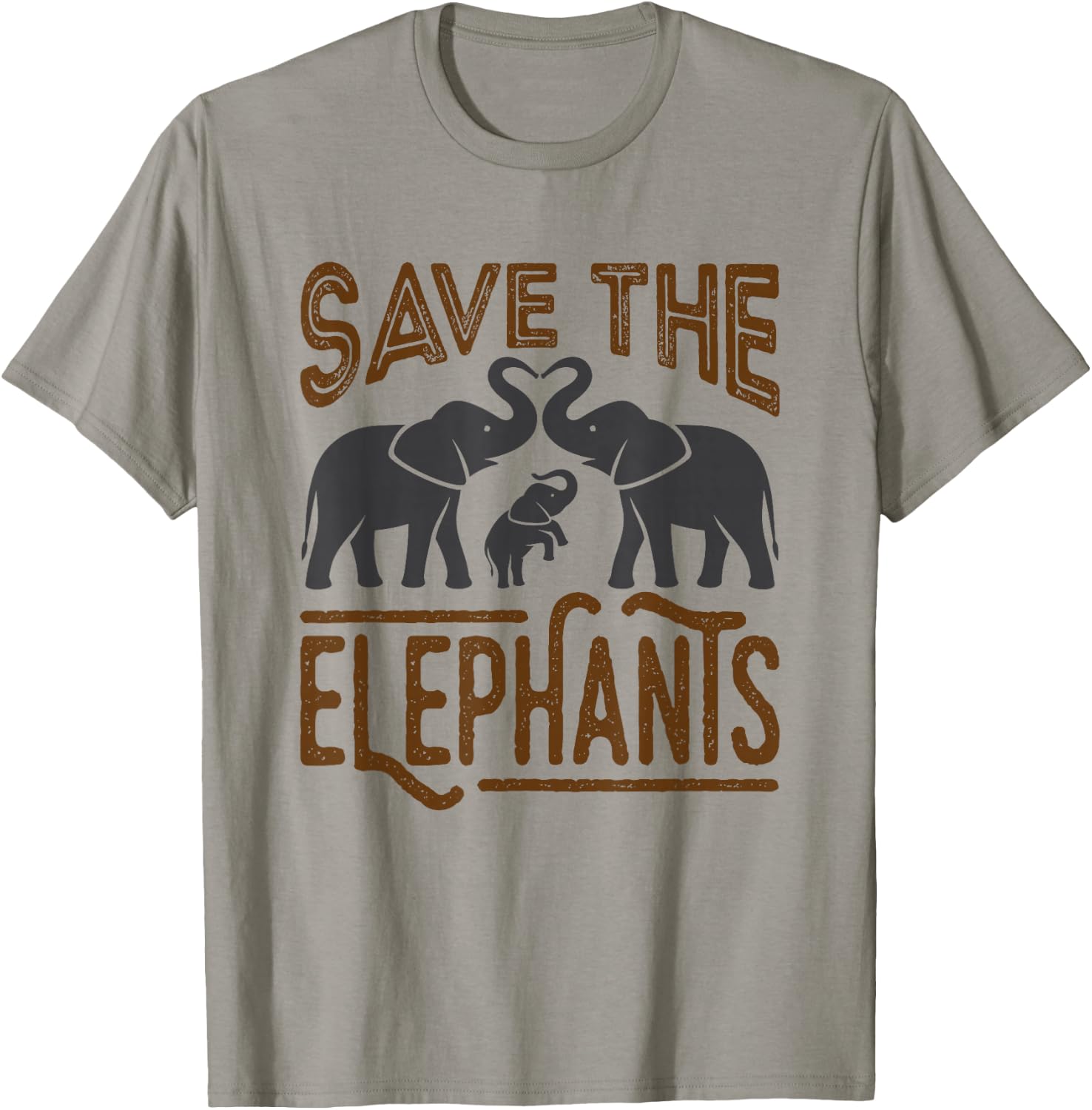 Save The Elephants Protect Wildlife Endangered Awareness T-Shirt - T-Shirt | Sand
