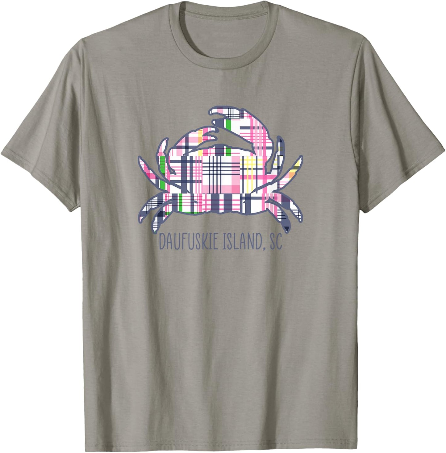 Daufuskie Island South Carolina Vacation Madras Plaid Crab T-Shirt - T-Shirt | Sand
