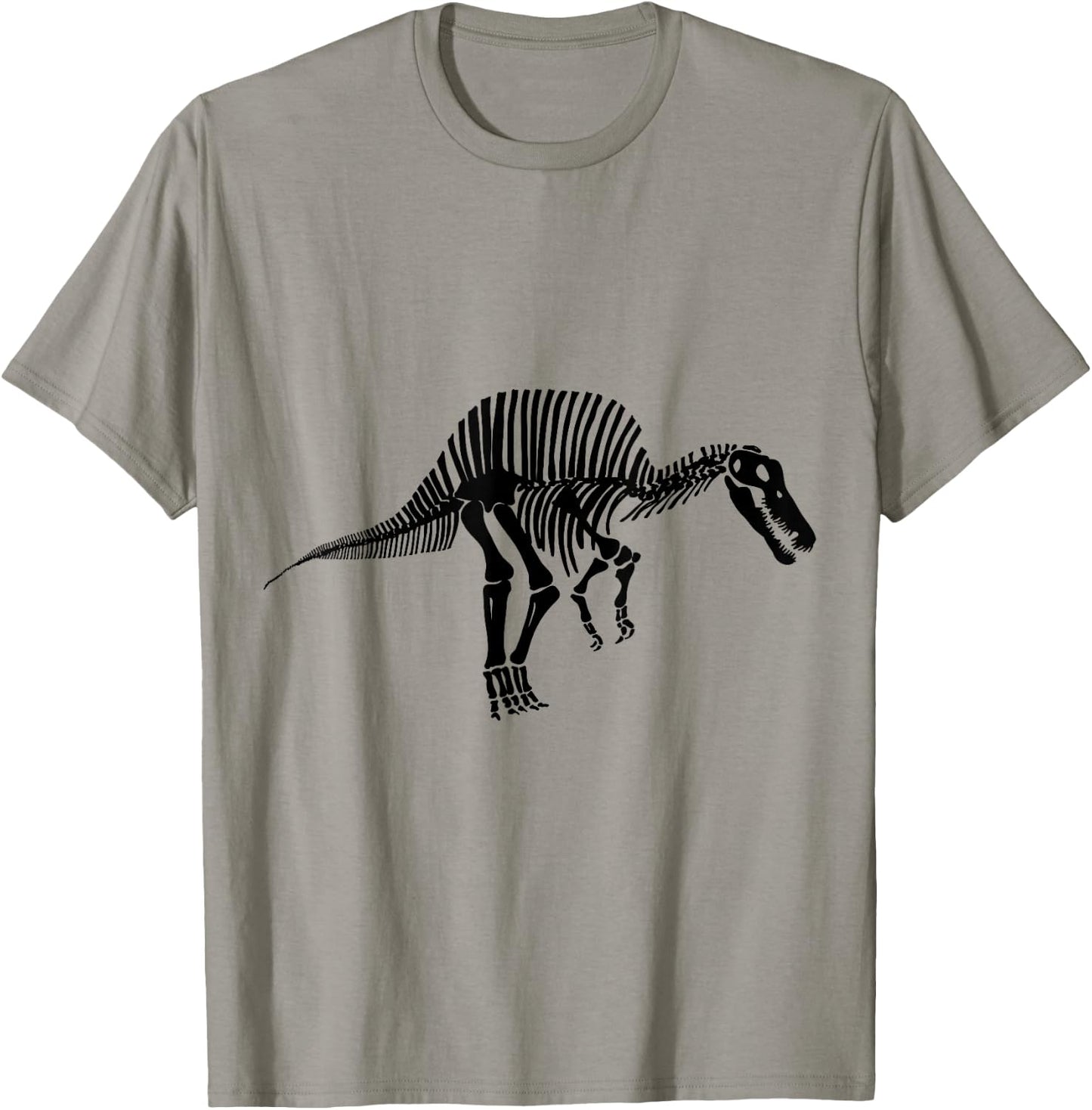 Spinosaurus Dinosaur Fossil Skeleton (Black Logo Design) T-Shirt - T-Shirt | Sand