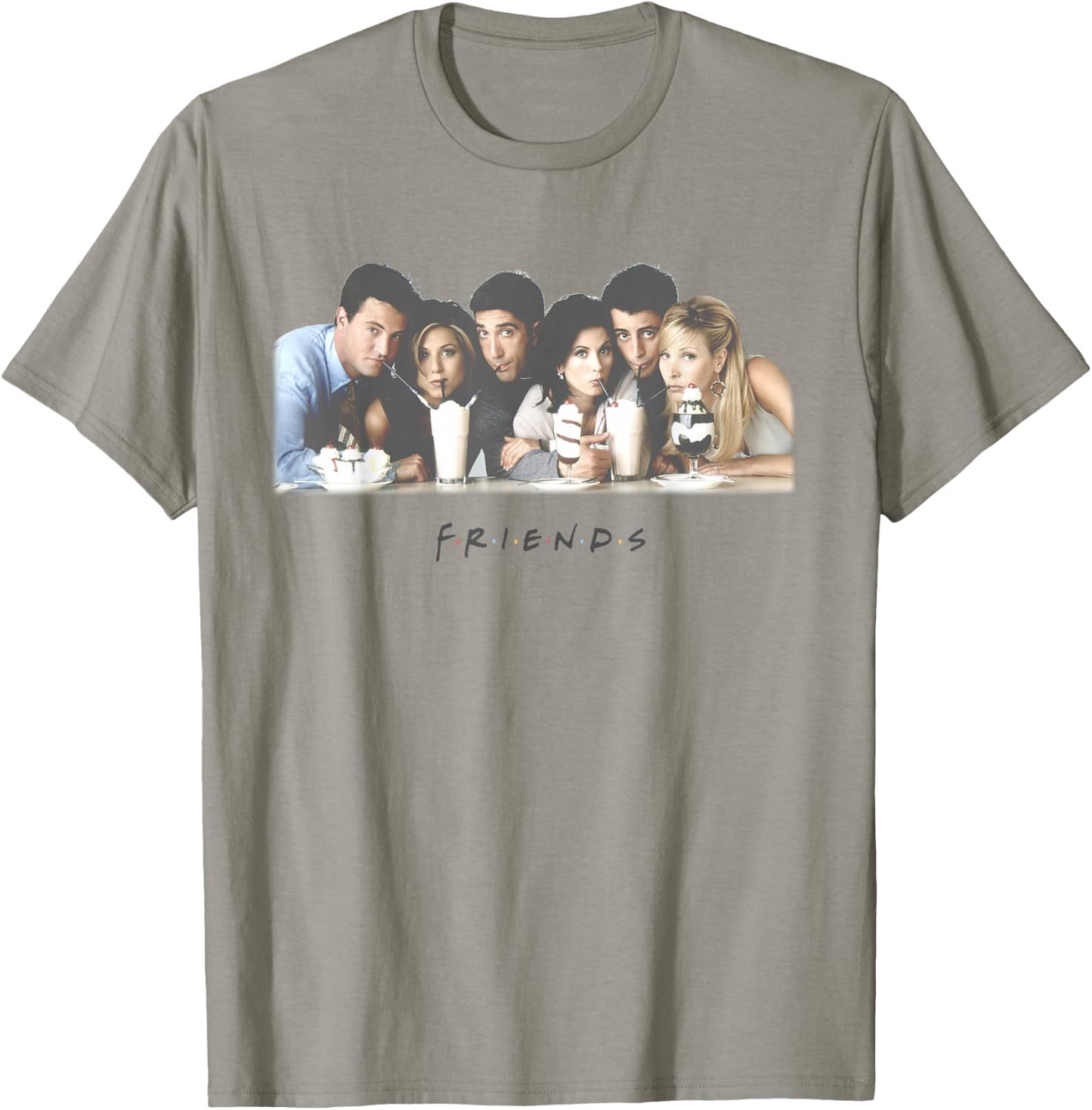 Friends Group Shot Milkshake Logo T-Shirt - T-Shirt | Sand