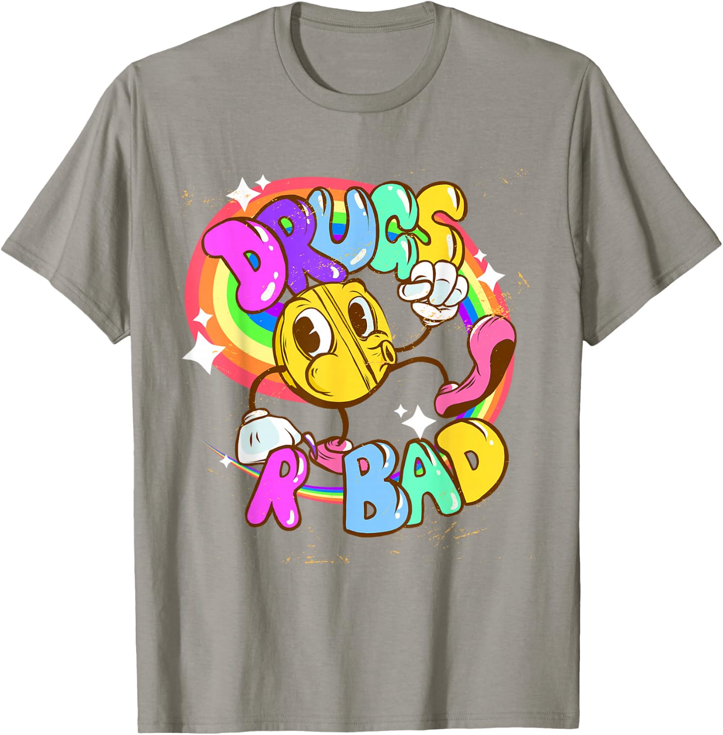 Funny Rave EDM Raver Drugs R Bad - -Adults, Yellow, X-Small, Short Sleeve T-Shirt - T-Shirt | Sand