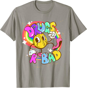 Funny Rave EDM Raver Drugs R Bad - -Adults, Yellow, X-Small, Short Sleeve T-Shirt - T-Shirt | Sand